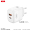 Мережевий зарядний пристрій XO L138 PD30W/QC18W 1USB-A+1USB-C  білий 1