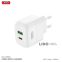 Мережевий зарядний пристрій XO L137 PD20W/QC18W 1USB-A+1USB-C білий 1