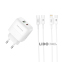 Мережевий зарядний пристрій XO L137 PD20W/QC18W 1USB-A+1USB-C + Type-c кабель білий 3