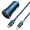 Автомобільне ЗП Baseus Golden Contactor Pro 40W USB + Type-C + Cable Type-C 1м блакитний 2