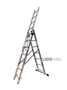 Лестница трехсекционная алюминиевая GTM KME307 3x7 ступеней 1.9-4.07м