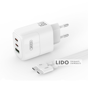Сетевое зарядное устройство XO L139 1USB-A 45W+2USB-C 65W + Type-c кабель белый