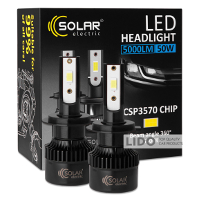 Автолампа Solar LED H7 12/24V 50W 5000Lm 6500K CSP3570 2шт