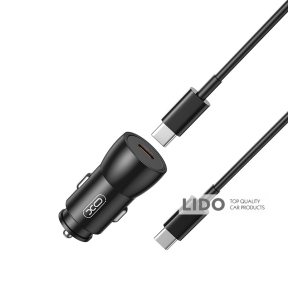 Автомобільний зарядний пристрій XO CC57 PD25W Smart Metal Single C Port + Type-C кабель чорний