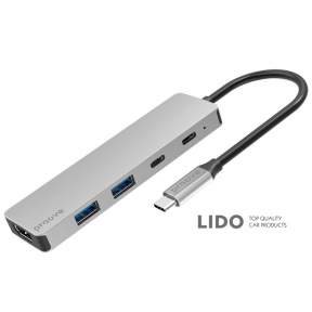 Type-C-Хаб Proove Iron Link 5 in 1 (2*Type-C + 2*USB3.0 + HDMI) срібний