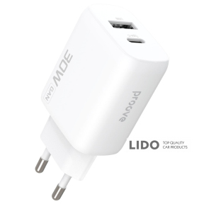 Мережевий зарядний пристрій Proove Silicone Power 2 30W Type-C+USB білий