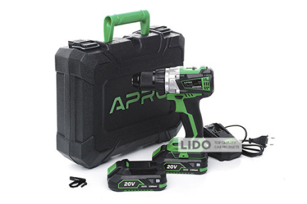Дрель-шуруповерт бесщеточный Apro 20DB 20В 2А 2 АКБ ЗУ в кейсе