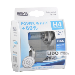 Галогенова лампа Brevia H4 12V 60/55W P43t Power White +60% 4300K S2