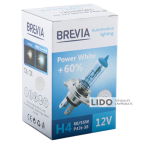 Галогенова лампа Brevia H4 12V 60/55W P43t Power White +60% 4300K CP