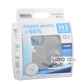 Галогеновая лампа Brevia H3 12V 55W PK22s Power White +60% 4300K S2