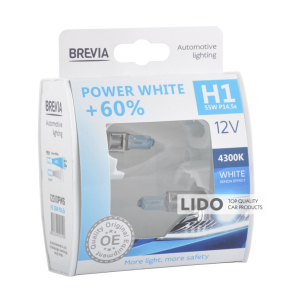 Галогенова лампа Brevia H1 12V 55W P14,5s Power White +60% 4300K S2