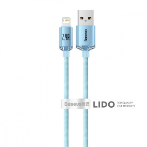 Кабель Baseus Crystal Shine Series Fast Charging Lightning 2.4A (2m) блакитний