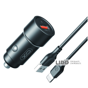 Автомобільний зарядний пристрій XO CC54 USB QC3.0 18W + Lightning кабель чорний