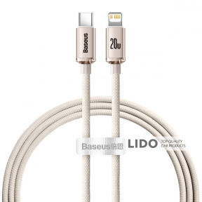Кабель Baseus Crystal Shine Series Fast Charging Type-C to Lightning 20W (1.2m) рожевий