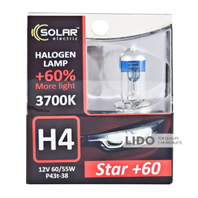 Галогенова лампа Solar H4 12V 60/55W P43t-38 Starlight +60%, SET