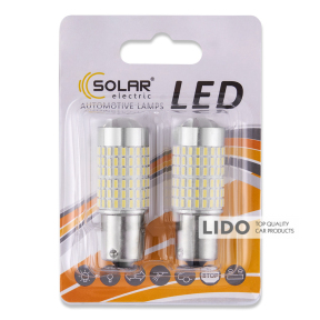LED автолампа Solar 12V S25 BA15s-144x3014SMD white canbus 2шт