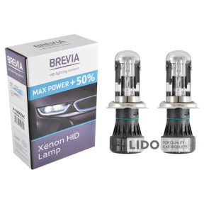 Биксеноновая лампа Brevia H4 +50%, 6000K, 85V, 35W P43t-38 KET, 2шт