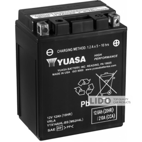 Акумулятор МОТО Yuasa 12V 12,6 Ah High Performance MF Battery AGM (сухозаряжений) YTX14AHL-BS [- +]