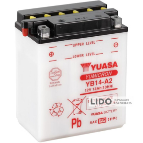 Акумулятор МОТО Yuasa 12V 14,7Ah  YuMicron Battery (сухозаряжений) YB14-A2 [+ -]