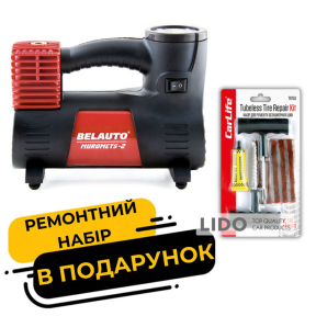 Компресор автомобільний Белавто Муромец-2 10Атм 40л/хв 170Вт BK43A + Набір для ремонту шин CarLife