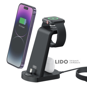 Беспроводное зарядное устройство XO WX035 3в1 Watch Charger + Lightning + TWS