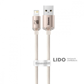 Кабель Baseus Crystal Shine Series Fast Charging Lightning 2.4A (1.2m) рожевий