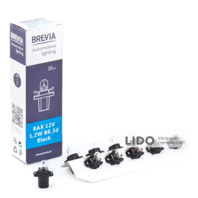 Лампа накаливания Brevia BAX 12V 1.2W B8.3d Black CP, 10шт
