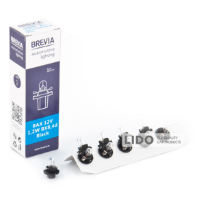 Лампа накаливания Brevia BAX 12V 1.2W BX8.4d Black CP, 10шт