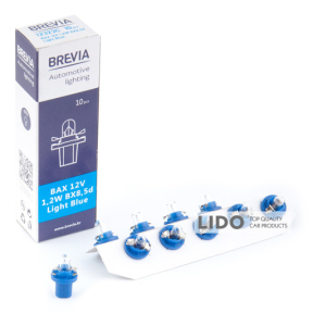 Лампа накаливания Brevia BAX 12V 1.2W BX8.5d Light Blue CP, 10шт