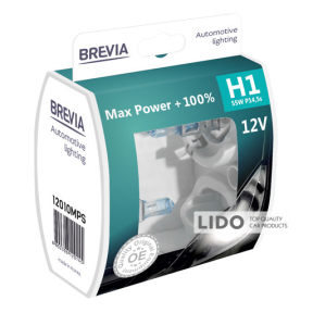 Галогенова лампа Brevia H1 12V 55W P14.5s Max Power+100% S2