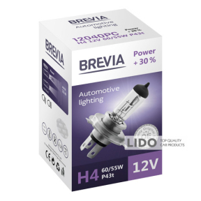 Галогенова лампа Brevia H4 12V 60/55W P43t Power +30% CP