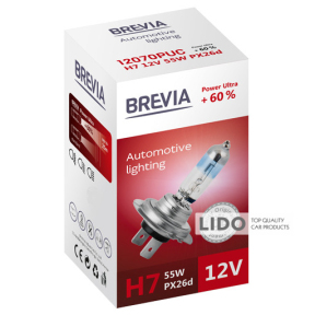 Галогеновая лампа Brevia H7 12V 55W PX26d Power Ultra +60% CP