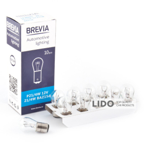 Лампа накаливания Brevia P21/4W 12V 21/4W BAZ15d CP, 10шт