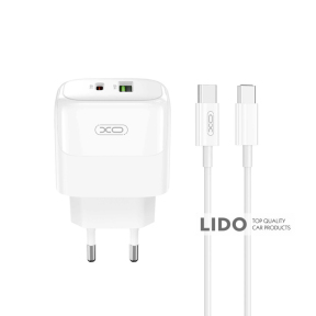 Сетевое зарядное устройство XO L138 PD30W/QC18W 1USB-A+1USB-C + Type-c кабель белый