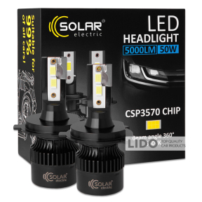 Автолампа Solar LED H4 12/24V 50W 5000Lm 6500K CSP3570 2шт