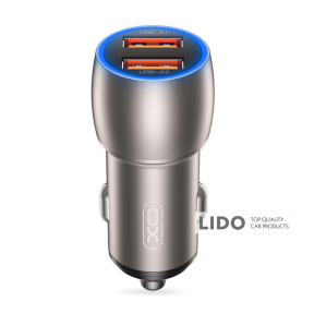 Автомобільний зарядний пристрій XO CC52 Metal Dual USB QC3.0 36W чорний