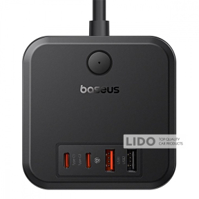 Сетевой фильтр Baseus PowerCombo Cube Power Strip 3xAC+2xUSB+2xType-C 30W (1.5m) черный