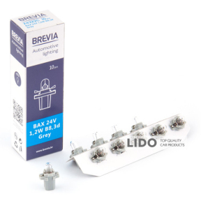 Лампа накаливания Brevia BAX 24V 1.2W B8.3d Grey CP, 10шт
