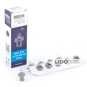 Лампа накаливания Brevia BAX 24V 1.2W B8.5d Grey CP, 10шт