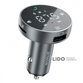 Автомобільний зарядний пристрій Proove FM Launcher Sound Sync 30W (PD+QC3.0) Type-C+USB сірий