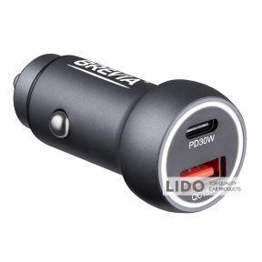 Автомобільний зарядний пристрій Brevia ePower Dual Style Metal LED 48W 1xUSB-C+1xUSB-A