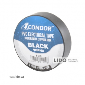 Лента изоляционная ПВХ Condor 20м, 0.13х19мм, черная