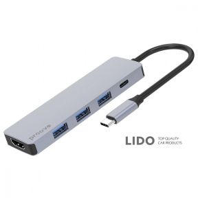 Type-C-Хаб Proove Iron Link 5 in 1 (3*USB3.0 + Type C + HDMI) срібний