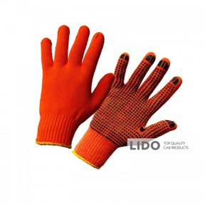 Перчатки покрытые точками ПВХ, оранжевые