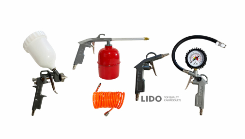 Набор пневмоинструмента GTM РТК-5, 5ед, шланг 5м 6*8