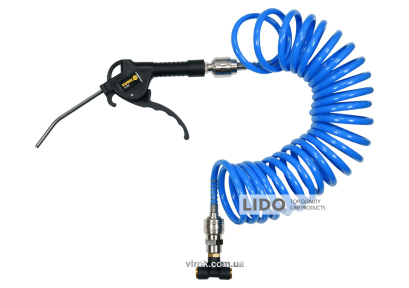 Пневматичний пістолет Vorel продувальний з спіральним шлангом-5м Ø=5х8мм 3шт