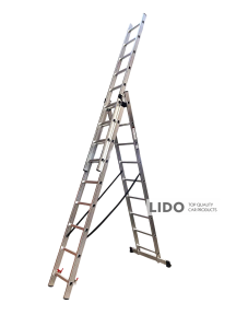 Лестница трехсекционная алюминиевая GTM KME309 3x9 ступеней 2.45-5.69м
