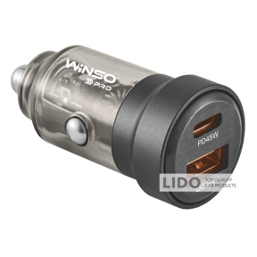 Автомобільний зарядний пристрій Winso PRO 75W 1xUSB-C+1xUSB-A, transparent