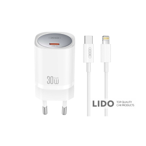 Сетевое зарядное устройство XO CE20 PD30W/PPS33W 1USB-C + Lightning кабель белый