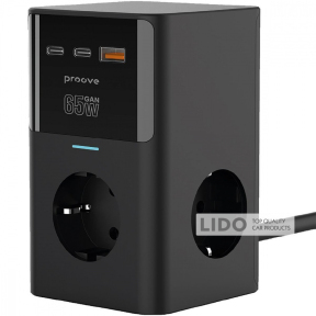 Мережевий фільтр Proove Power Cube 65W (3xAC + 2xType-C + 1xUSB) 1.5m чорний